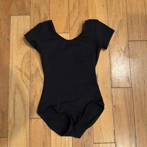Capezio | Black Bodysuit | with Scoop Neckline | Cap Sleeves | girl’s size S
